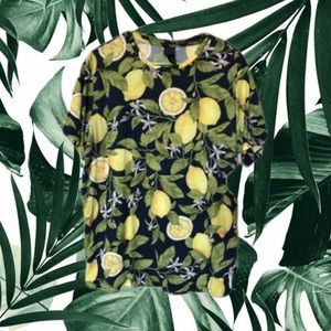 H&M Black Lemon print t shirt size L